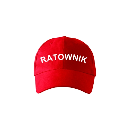 Czerwona czapka z napisem ratownik – odzież robocza Modern Company